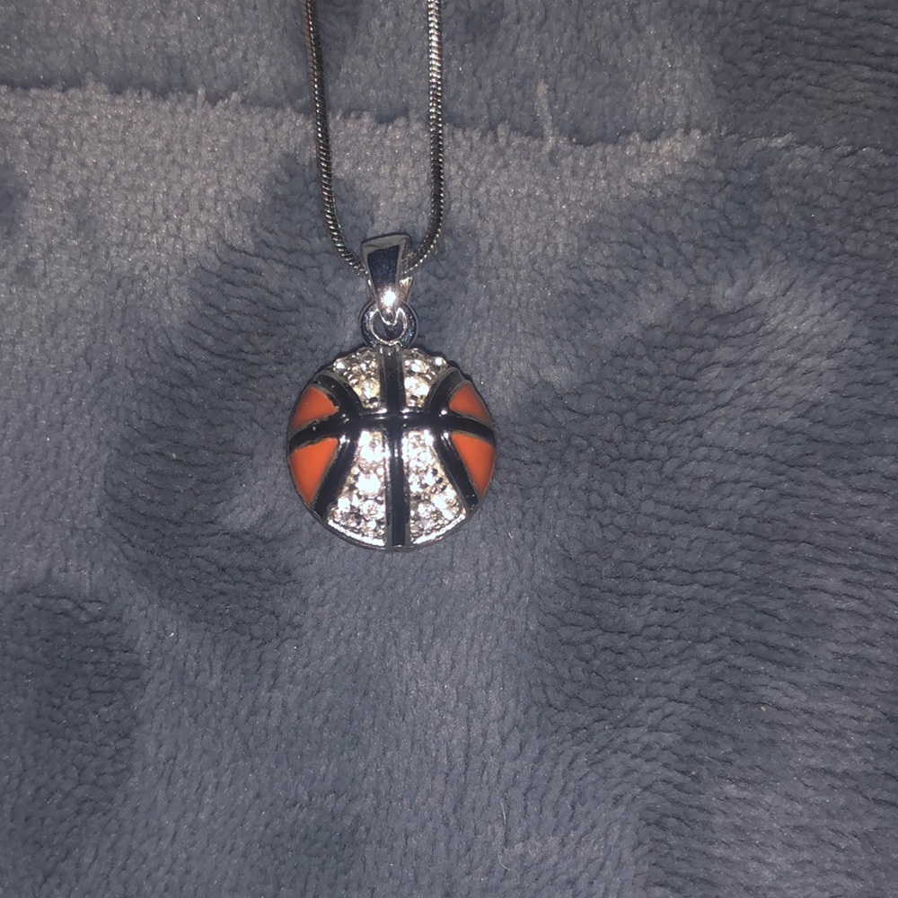 Bejeweled basketball necklace